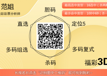 [福彩3D] 25306期：福彩3D范姐定位6胆推荐